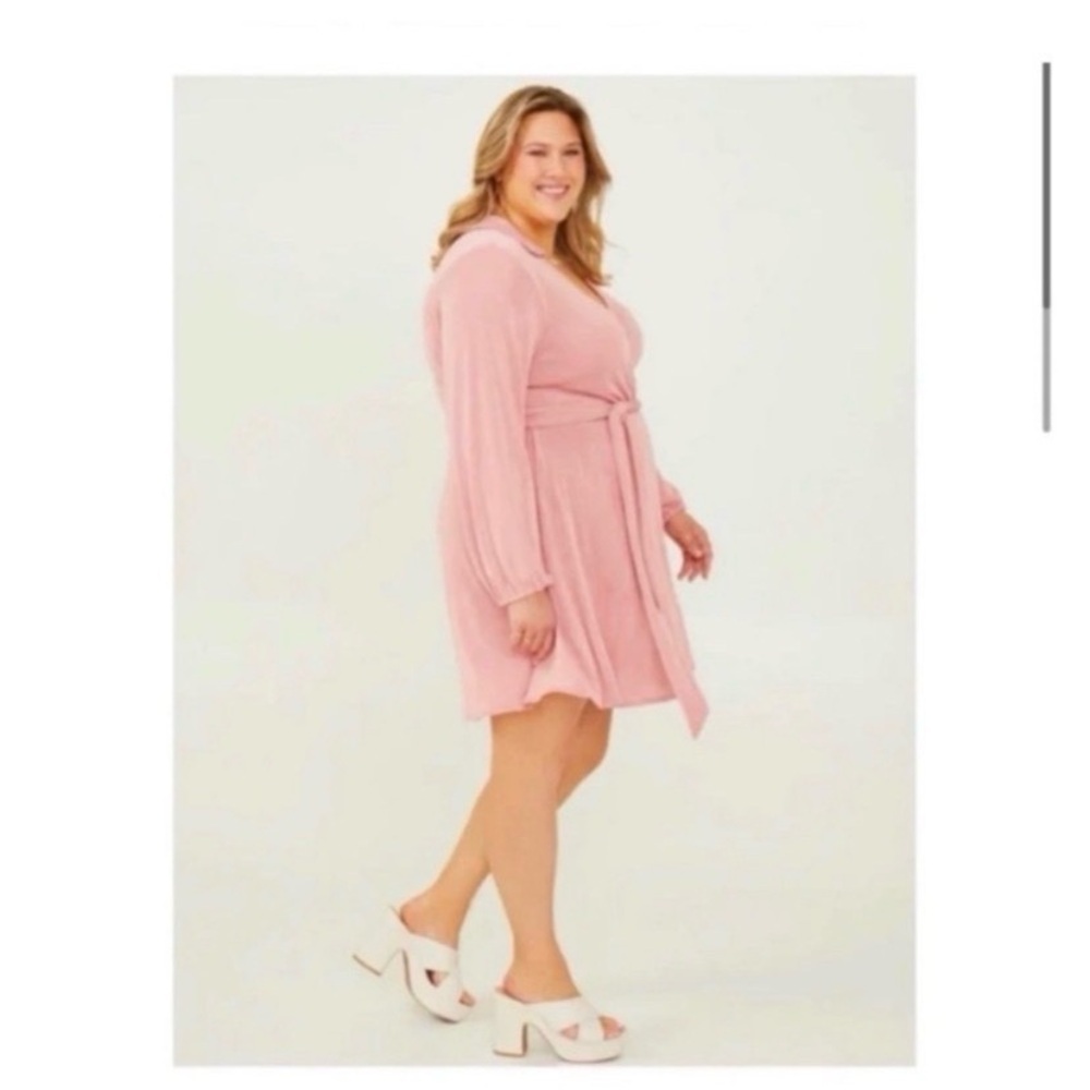 ARULA Altar’d State Dusty Rose Faux Wrap Dress - Picture 2 of 10